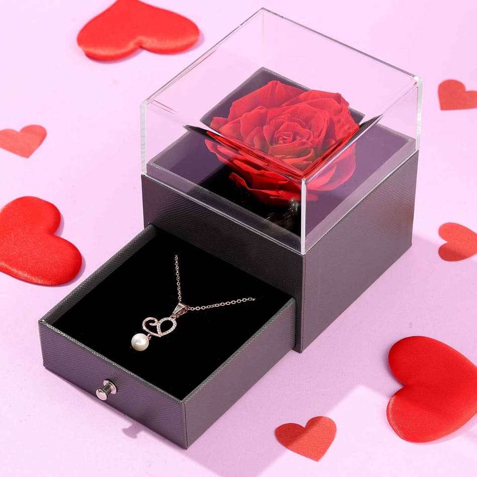 Box Love You Forever Heart Necklace Gift Box Pearl Necklace With