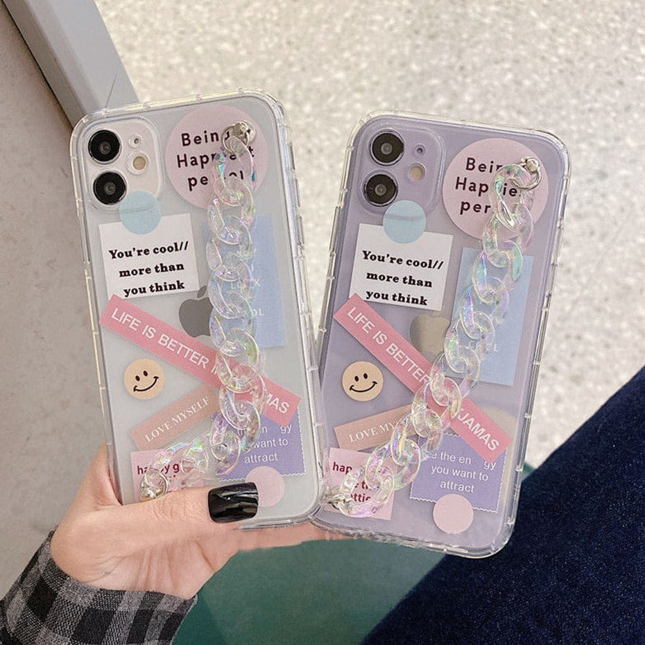 Phone Case With Wrist Strap Chain Aesthetic Quotes Single Piece