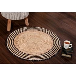 Jute Rug - Beige And Black - Single Piece