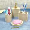 Gift Bathroom Set - Wood Finish - Stone - Set Of 4