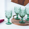 Buy Checked Chalice Wine Goblets - Green - Set Of 4