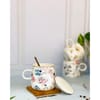 Coffee Mug With Lid And Spoon - Floral Print - Single Piece Online