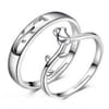 Gift Couple Ring - Budding Rose Love - 925 Silver Plated - Set Of 2