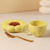 Cup With Flower Shaped Saucer - Single Piece - Yellow Online