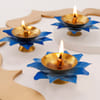 Buy Elegant Lotus Diya - Set Of 3 - Blue