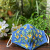 Face Mask - Embroidered - Denim Gara - Yellow Floral Online