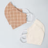 Face Mask - Ivory And Brown Checks - Set Of 4