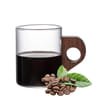 Gift Glass Coffee Cup With Wooden Handle - Small - Single Piece