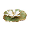 Buy Incense Holder - Lotus On Gold And Green Leaf - Brass With White Enamel - Single Piece