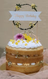 Gift LED Cake Topper With Rose Gold Foiling - Happy Birthday - Round Floral