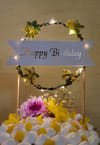 Shop LED Cake Topper With Rose Gold Foiling - Happy Birthday - Round Floral