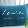 Buy Love Couple Personalized Velvet Blue Cushion