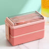 Lunch Box - 3 Layer - Wheat Straw - Pink - Single Piece
