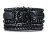Gift Mens Nautical Wheel Wrist Band Bracelet - Set Of 4 - Black