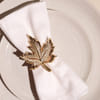 Gift Napkin Rings Set - Maple Leaf - Gold