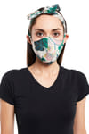 Gift Payal Singhal Face Mask With Pouch And Hairband Set - White Abutilon And Brown Abutilon Print