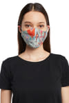 Buy Payal Singhal Face Mask With Pouch - Blue And Stone - Ikat - Garden Print - Reversible