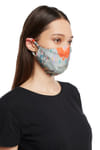 Shop Payal Singhal Face Mask With Pouch - Blue And Stone - Ikat - Garden Print - Reversible