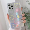 Phone Case With Wrist Strap Chain - Big Hearts - Multicolor - Single Piece Online