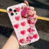 Buy Phone Case With Wrist Strap Chain - Geometric - Pink Hearts - Single Piece