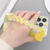 Gift Phone Case With Wrist Strap Chain - Geometric - Yellow Hearts - Single Piece