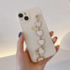 Phone Case With Wrist Strap Chain - Heart Prints - White - Single Piece Online