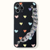 Phone Case With Wrist Strap Chain - Hearts - Black - Single Piece Online