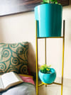 Buy Planter - 2 Layered - Golden Stand - Sky Blue - Single Piece