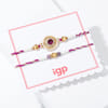 Shop Regal Purple Stone And Pearl Rakhi - Set Of 2