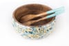 Gift Salad Bowl And Server Set - Wooden - Tropical Green