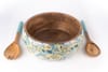 Shop Salad Bowl And Server Set - Wooden - Tropical Green