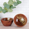 Serving Bowl - Wooden - Gold Stripes - Single Piece Online