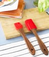 Buy Silicone Spatula And Oil Brush Set - Wooden Handle