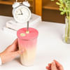 Stainless Steel Tumbler With Straw - Pink White - Single Piece Online