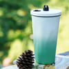Stainless Steel Tumbler With Straw - White Green - Single Piece Online