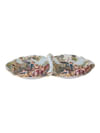 Shop Tray - Victorian Print - 2 Partitions - White And Green