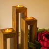 Wooden Tealight Stand - Hollow - Set Of 3 Online