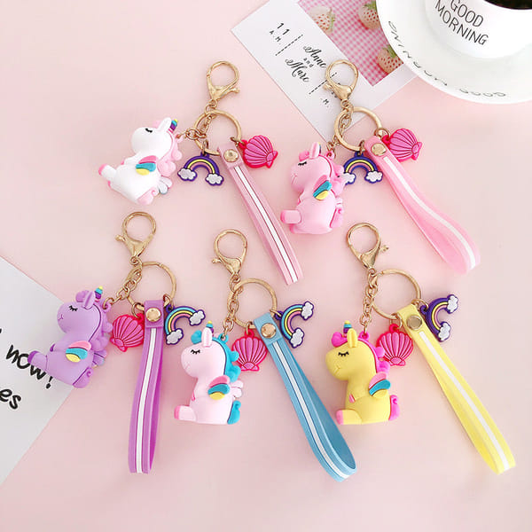 4 Charms Keychain - Unicorn - Assorted - Single Piece