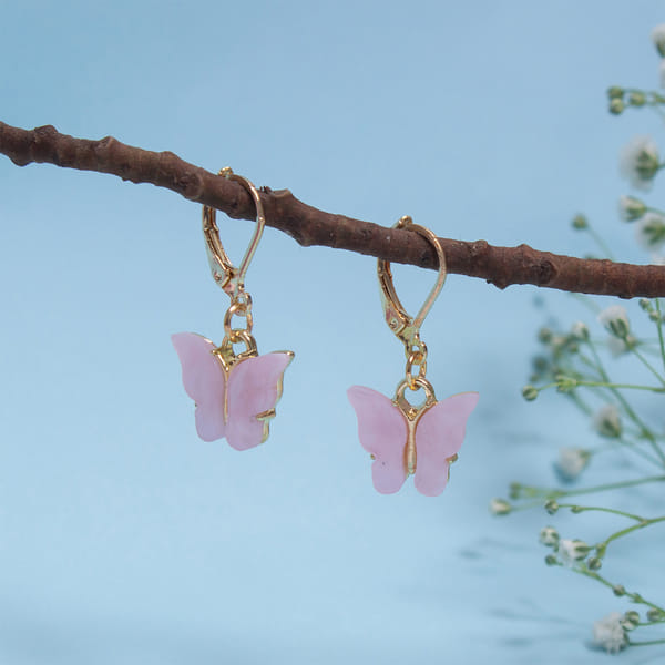 Alluring Pink Butterfly Earrings