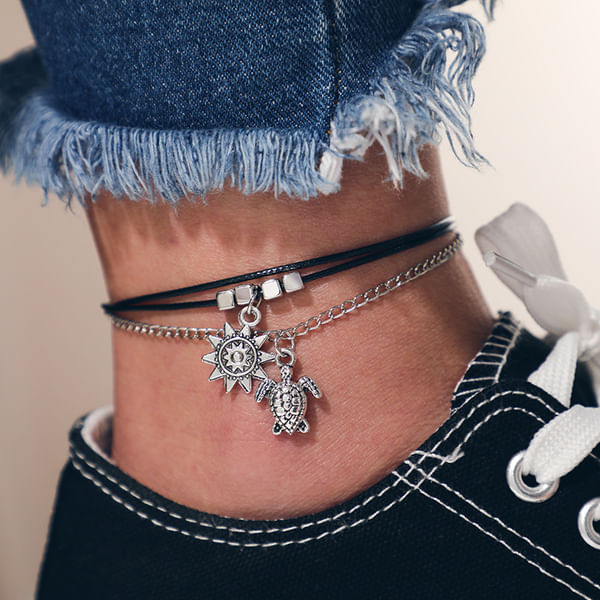 Anklets - Bohemian - Turtle And Sun - Single Piece - Juju Joy