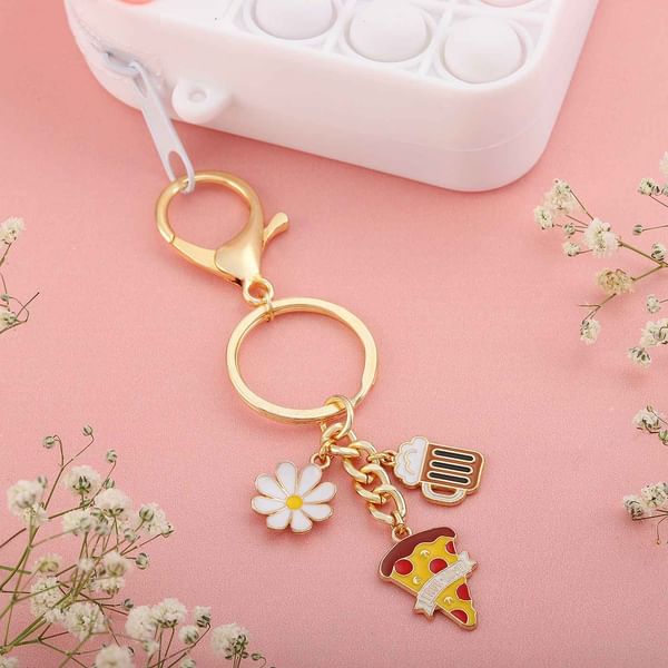 Bag Charm With Keychain - Pizza Slice - Single Piece