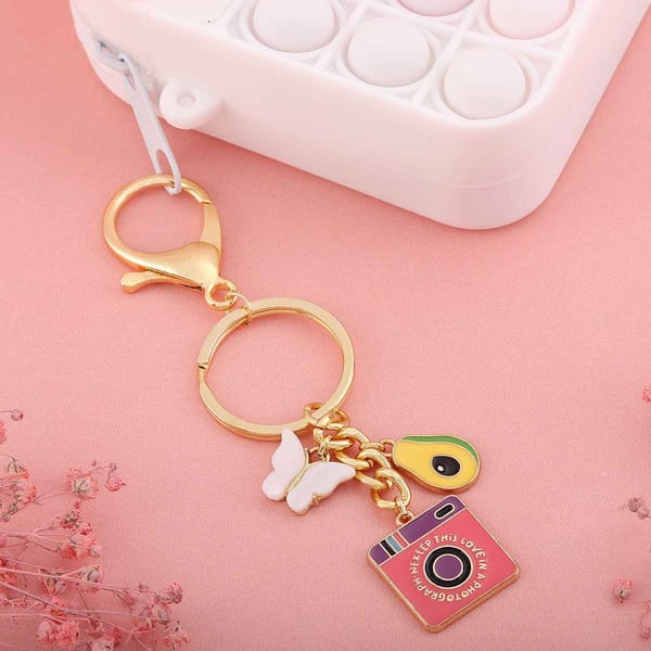Bag Charm With Keychain - Say Cheese - Single Piece