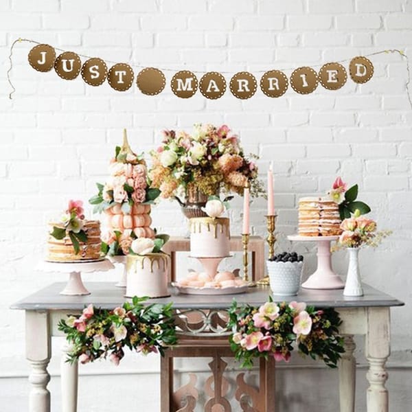 Banner - Just Married - Gold - Single Piece