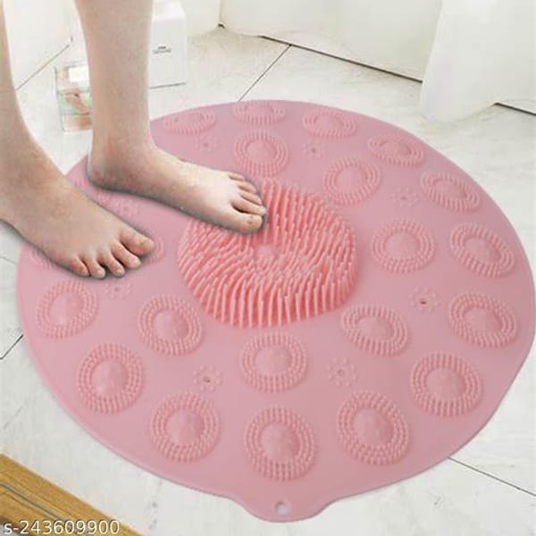 Bath Scrubber Mat - Silicone - Round - Single Piece
