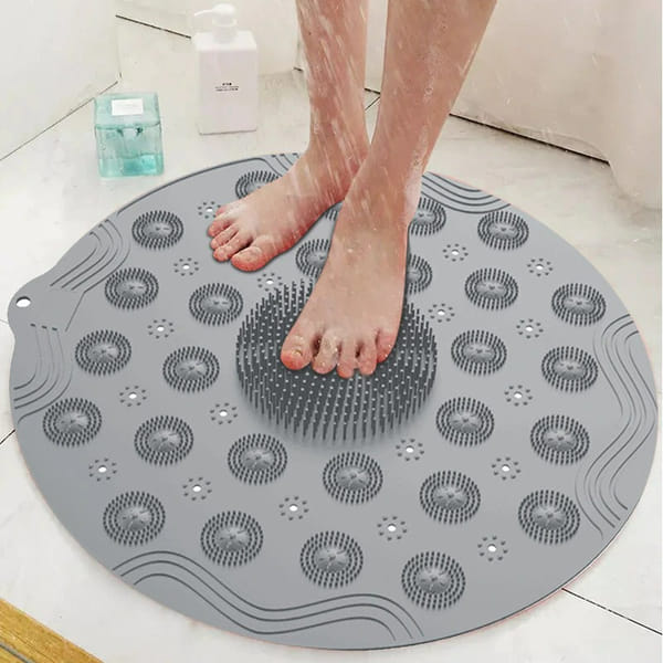 Bath Scrubber Mat - Silicone - Round - Single Piece