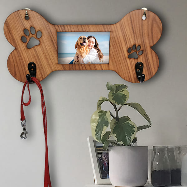 Big Bone Leash Holder Photo Frame - Light Cherry Wood