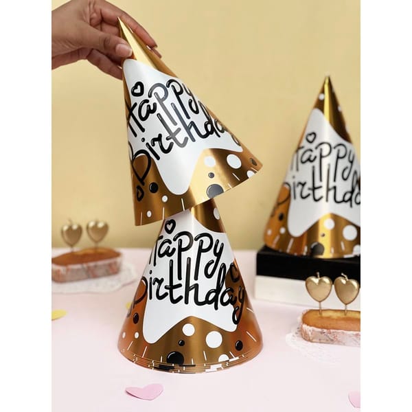 Birthday Caps - Gold - Set Of 10
