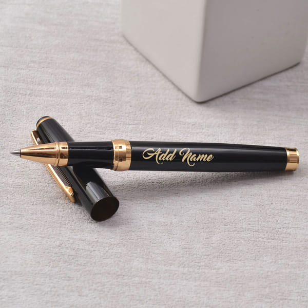 Black And Gold Personalized Rollerball Pen