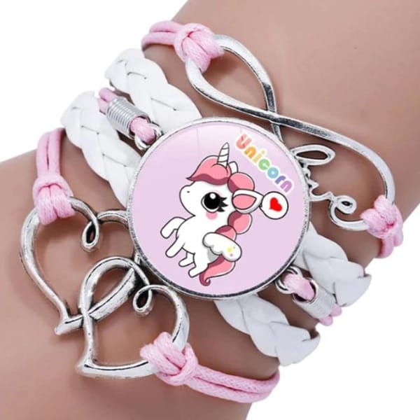 Bracelet - Infinite Love Unicorn Charm - Multi-Strand - Pink