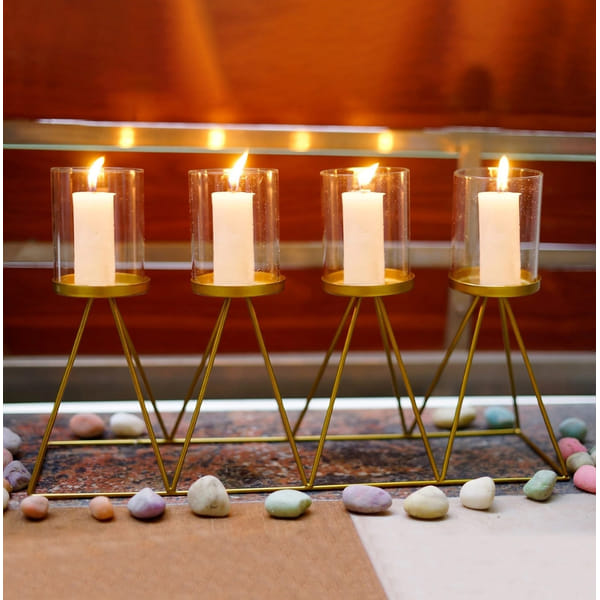 Candle Stand - Pyramid - Glass - Single Piece